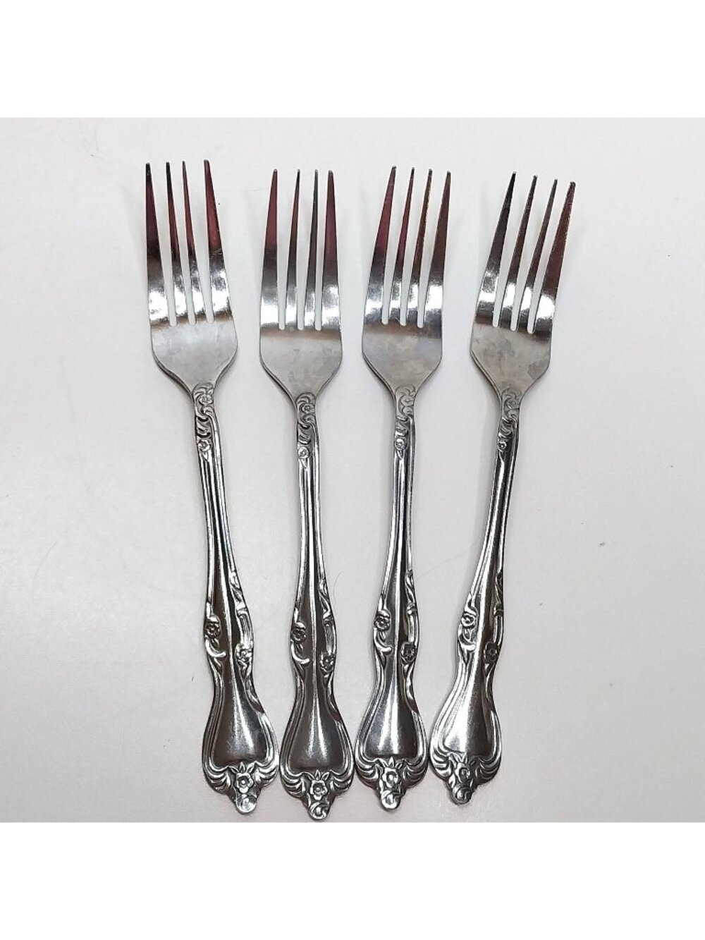 Oneida Azalea Set Of 4 Vintage Dinner Forks Stainless Steel Floral 7.5"